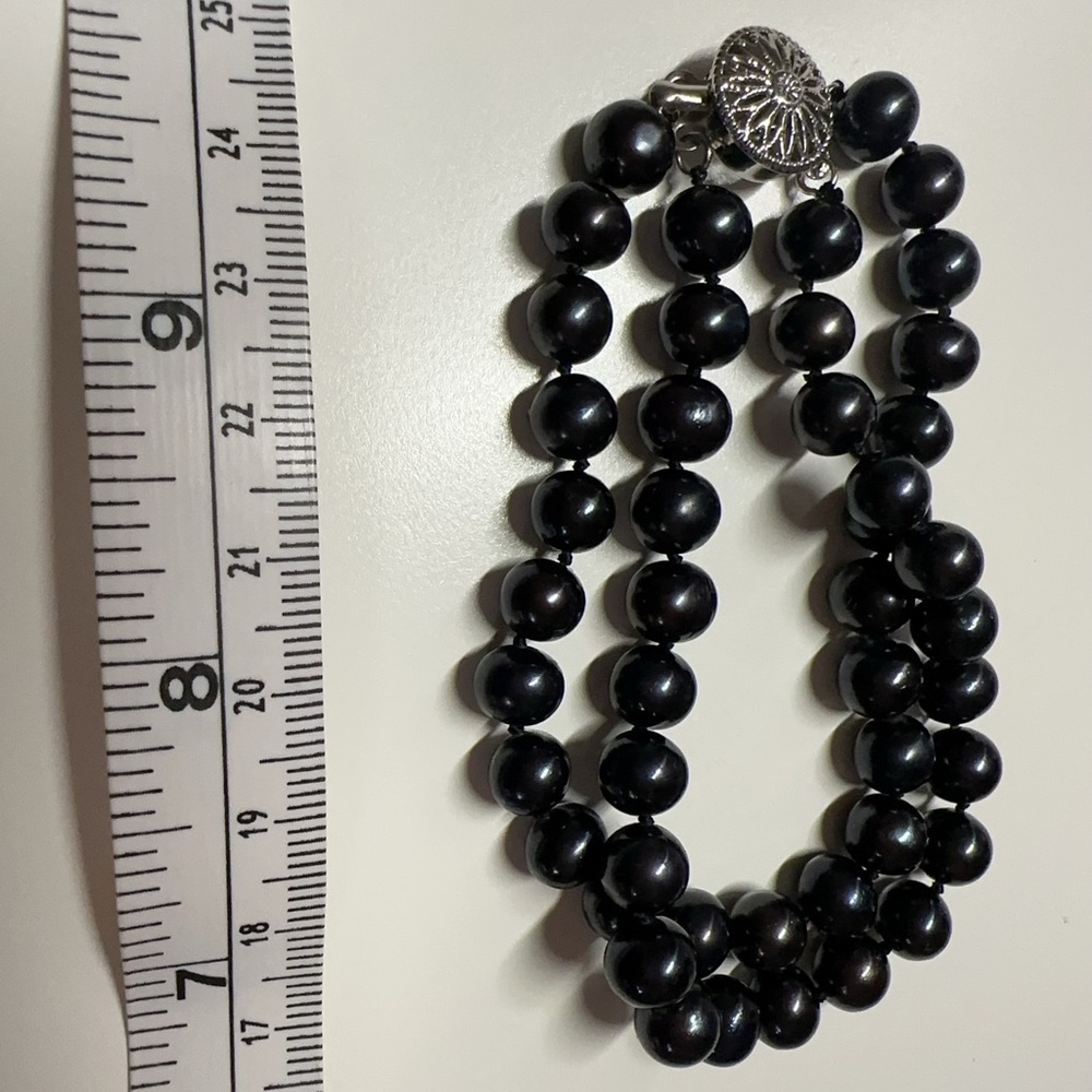 Classic Black Pearls Double-Strand Bracelet
